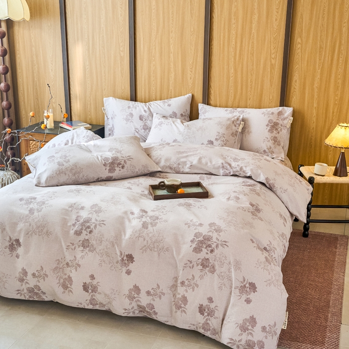 91家纺网 家纺一手货源 找家纺 春皖家纺 2025新款全棉原棉磨毛色织水洗四件套回暖系列-风格二 花庭悦舞