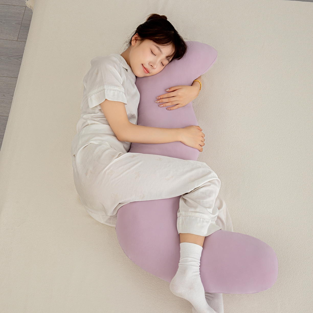 91家纺网 家纺一手货源 找家纺 沐沐家纺 2026新款海马抱抱枕 紫色