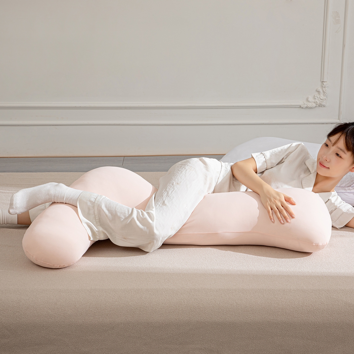 91家纺网 家纺一手货源 找家纺 沐沐家纺 2026新款海马抱抱枕 粉色