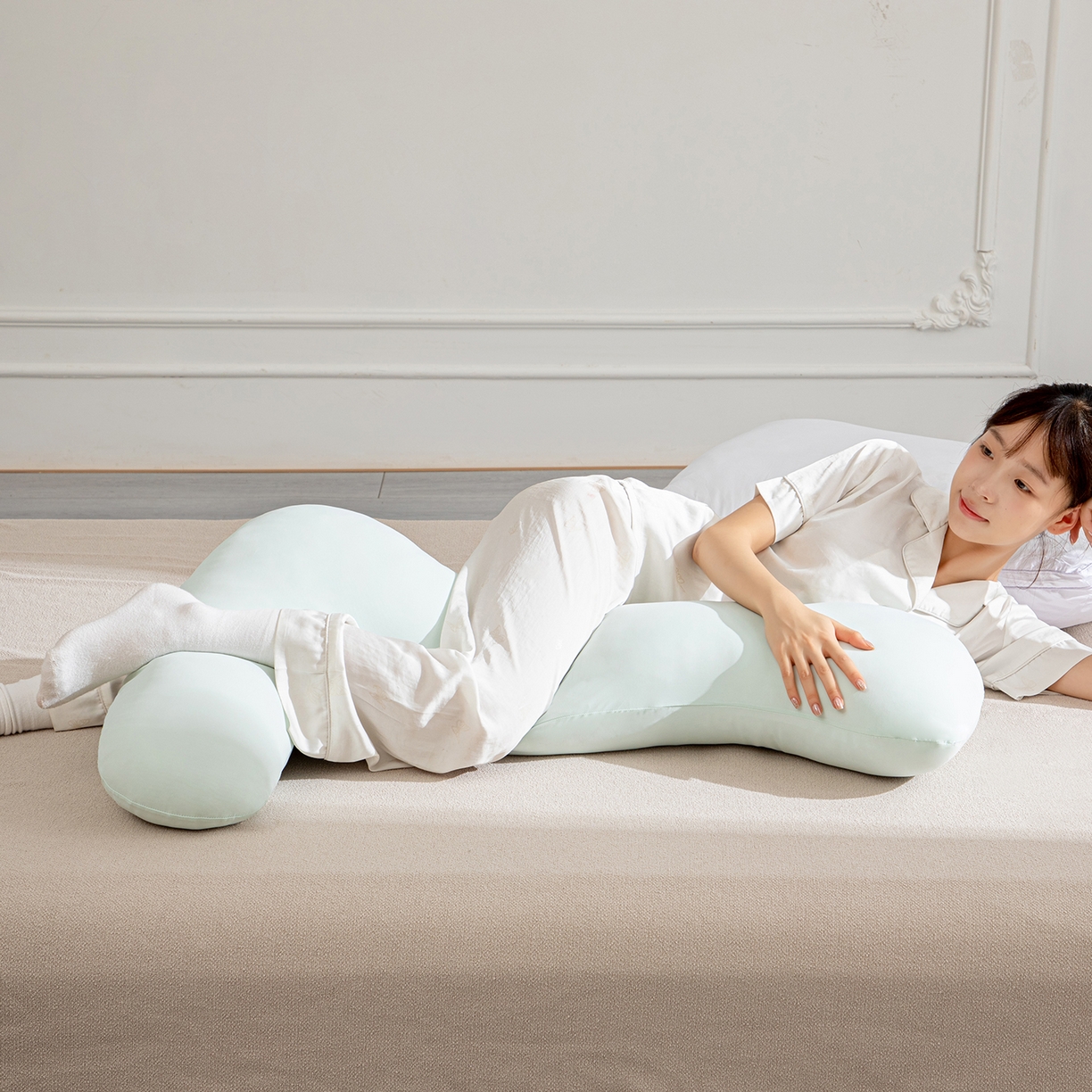 91家纺网 家纺一手货源 找家纺 沐沐家纺 2026新款海马抱抱枕 绿色