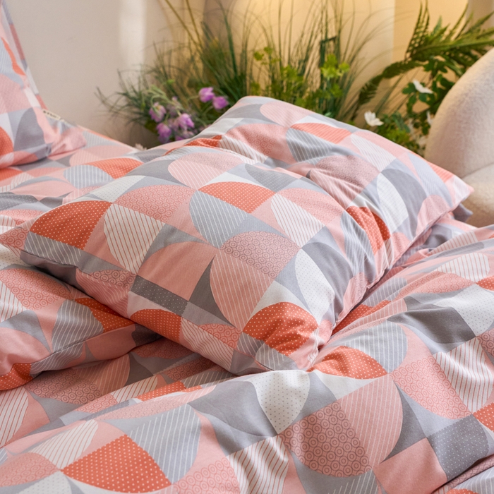 91家纺网 家纺一手货源 找家纺 春皖家纺 2025新款全棉原棉磨毛色织水洗四件套回暖系列-风格二 几何梦