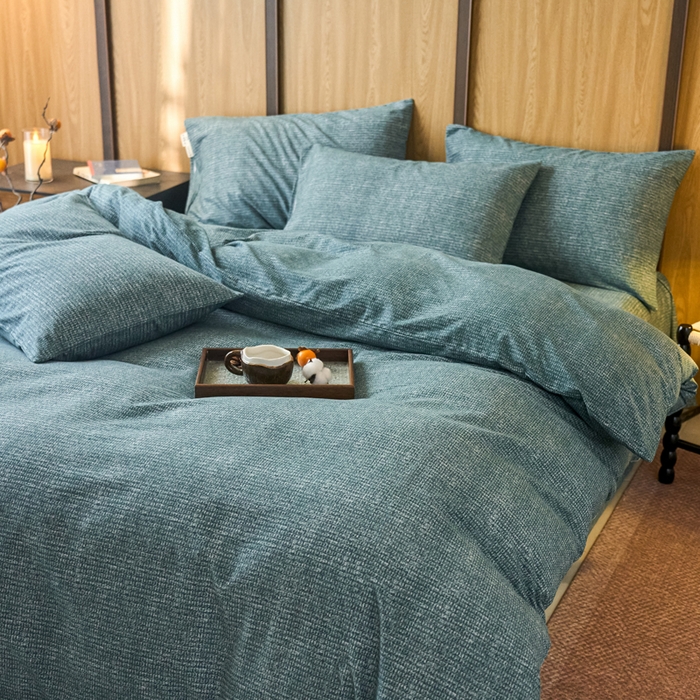 91家纺网 家纺一手货源 找家纺 春皖家纺 2025新款全棉原棉磨毛色织水洗四件套回暖系列-风格二 简森绿