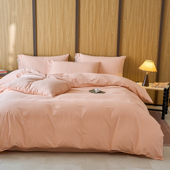 91家纺网 家纺一手货源 找家纺 春皖家纺 2025新款全棉原棉磨毛色织水洗四件套回暖系列-风格二 丽人粉