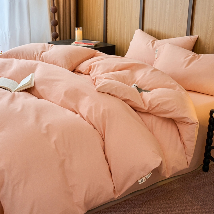 91家纺网 家纺一手货源 找家纺 春皖家纺 2025新款全棉原棉磨毛色织水洗四件套回暖系列-风格二 丽人粉