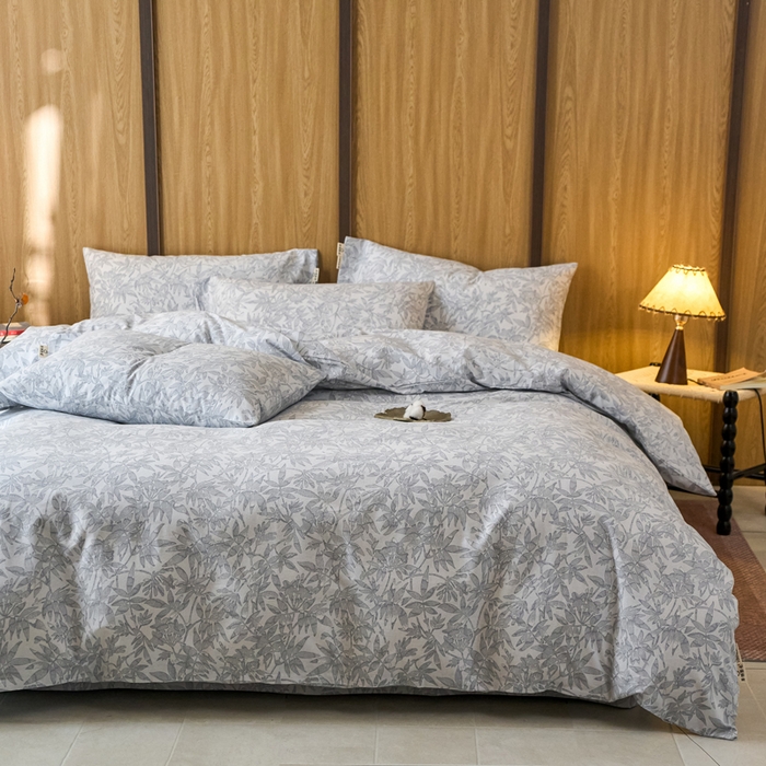 91家纺网 家纺一手货源 找家纺 春皖家纺 2025新款全棉原棉磨毛色织水洗四件套回暖系列-风格二 恋影春天