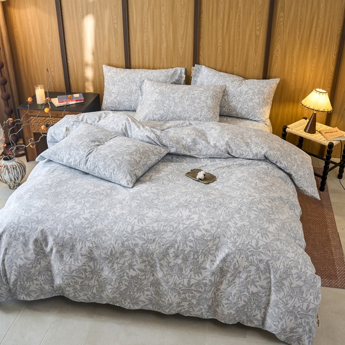 91家纺网 家纺一手货源 找家纺 春皖家纺 2025新款全棉原棉磨毛色织水洗四件套回暖系列-风格二 恋影春天