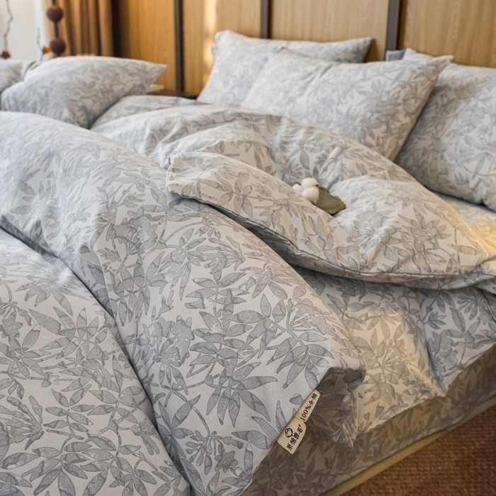 春皖家纺 2025新款全棉原棉磨毛色织水洗四件套回暖系列-风格二 恋影春天