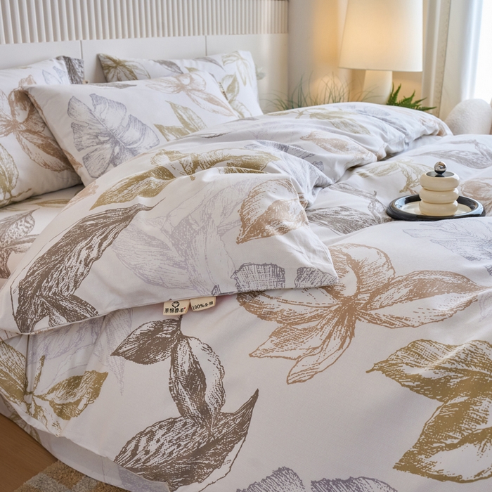 91家纺网 家纺一手货源 找家纺 春皖家纺 2025新款全棉原棉磨毛色织水洗四件套回暖系列-风格二 留香