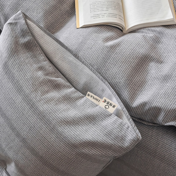 91家纺网 家纺一手货源 找家纺 春皖家纺 2025新款全棉原棉磨毛色织水洗四件套回暖系列-风格二 暮山灰