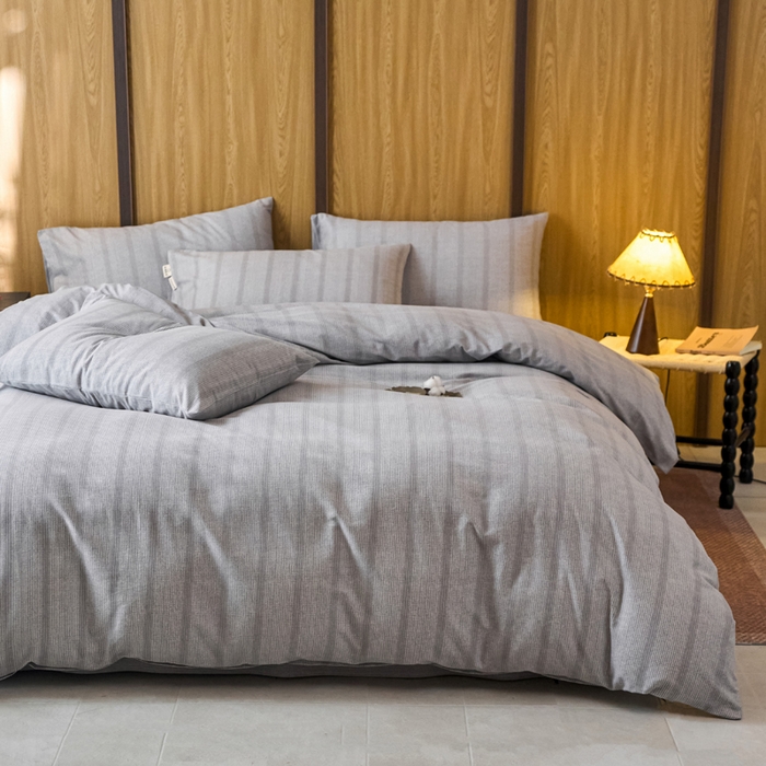 91家纺网 家纺一手货源 找家纺 春皖家纺 2025新款全棉原棉磨毛色织水洗四件套回暖系列-风格二 暮山灰