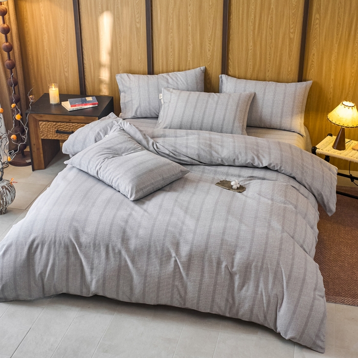 91家纺网 家纺一手货源 找家纺 春皖家纺 2025新款全棉原棉磨毛色织水洗四件套回暖系列-风格二 暮山灰