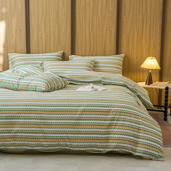 91家纺网 家纺一手货源 找家纺 春皖家纺 2025新款全棉原棉磨毛色织水洗四件套回暖系列-风格二 拿坡里