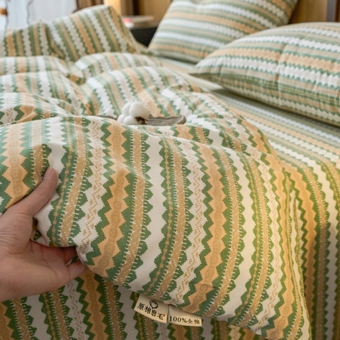 91家纺网 家纺一手货源 找家纺 春皖家纺 2025新款全棉原棉磨毛色织水洗四件套回暖系列-风格二 拿坡里