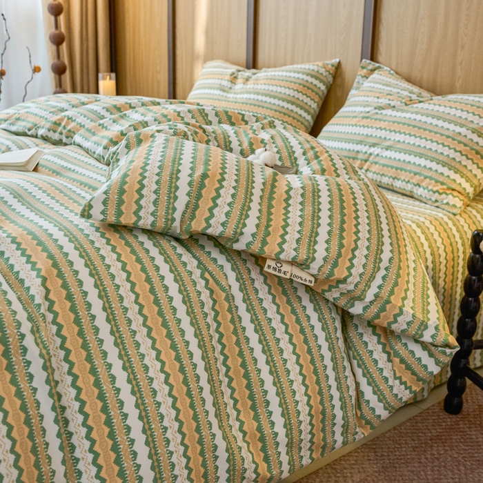 91家纺网 家纺一手货源 找家纺 春皖家纺 2025新款全棉原棉磨毛色织水洗四件套回暖系列-风格二 拿坡里