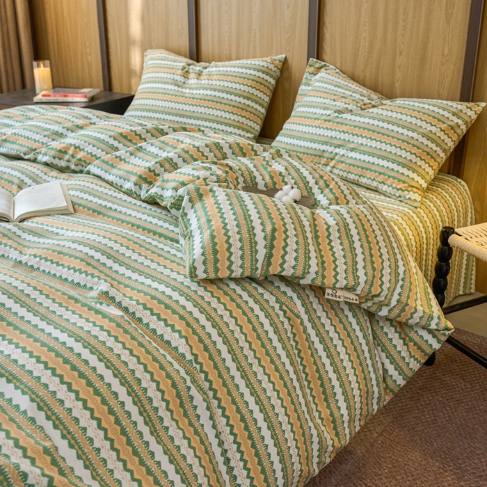 91家纺网 家纺一手货源 找家纺 春皖家纺 2025新款全棉原棉磨毛色织水洗四件套回暖系列-风格二 拿坡里