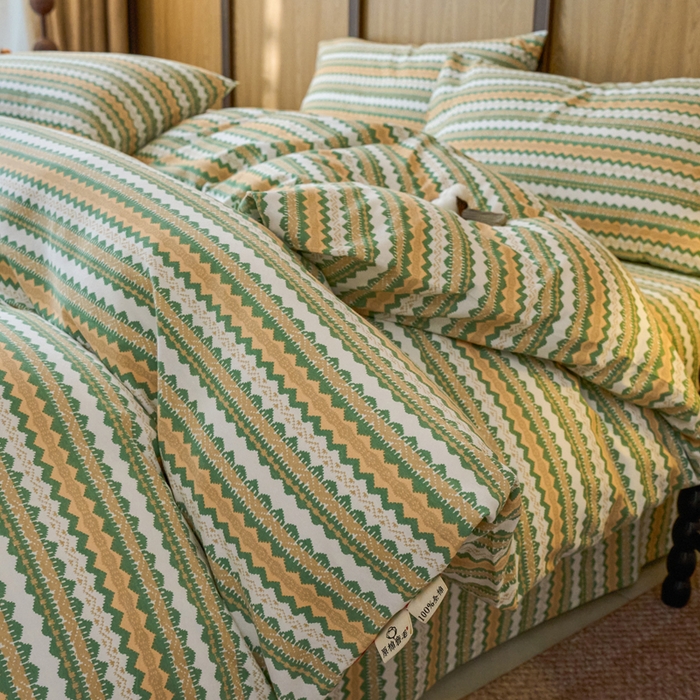 春皖家纺 2025新款全棉原棉磨毛色织水洗四件套回暖系列-风格二 拿坡里