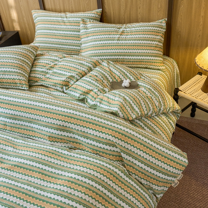 91家纺网 家纺一手货源 找家纺 春皖家纺 2025新款全棉原棉磨毛色织水洗四件套回暖系列-风格二 拿坡里