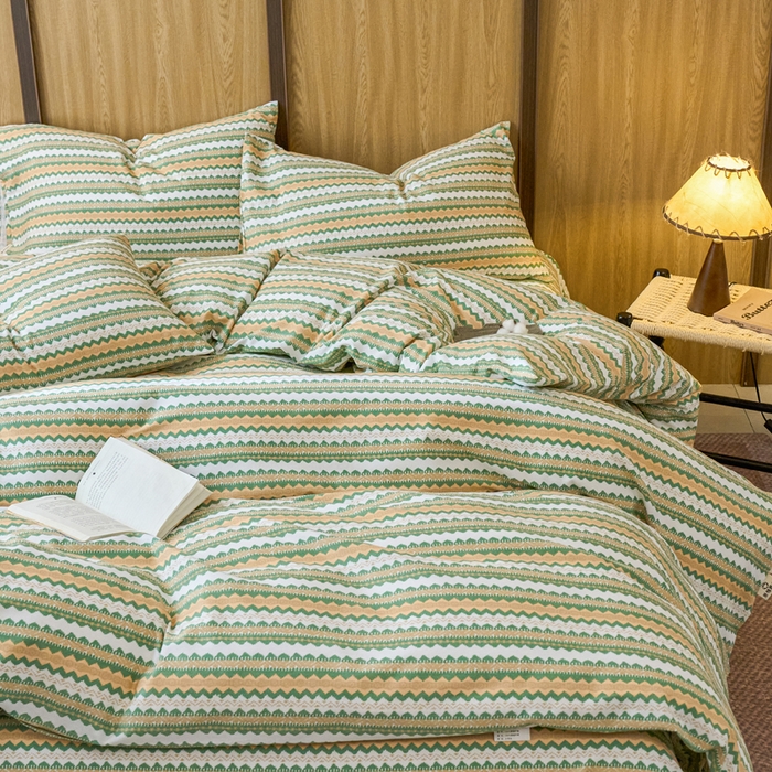 91家纺网 家纺一手货源 找家纺 春皖家纺 2025新款全棉原棉磨毛色织水洗四件套回暖系列-风格二 拿坡里