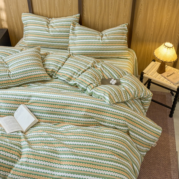 91家纺网 家纺一手货源 找家纺 春皖家纺 2025新款全棉原棉磨毛色织水洗四件套回暖系列-风格二 拿坡里