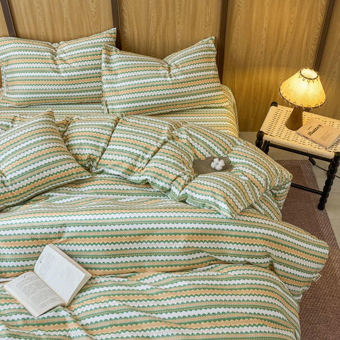 91家纺网 家纺一手货源 找家纺 春皖家纺 2025新款全棉原棉磨毛色织水洗四件套回暖系列-风格二 拿坡里