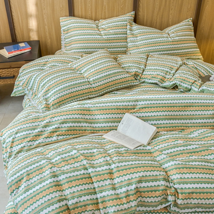 91家纺网 家纺一手货源 找家纺 春皖家纺 2025新款全棉原棉磨毛色织水洗四件套回暖系列-风格二 拿坡里