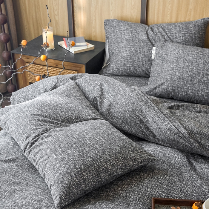 91家纺网 家纺一手货源 找家纺 春皖家纺 2025新款全棉原棉磨毛色织水洗四件套回暖系列-风格二 浅陌灰