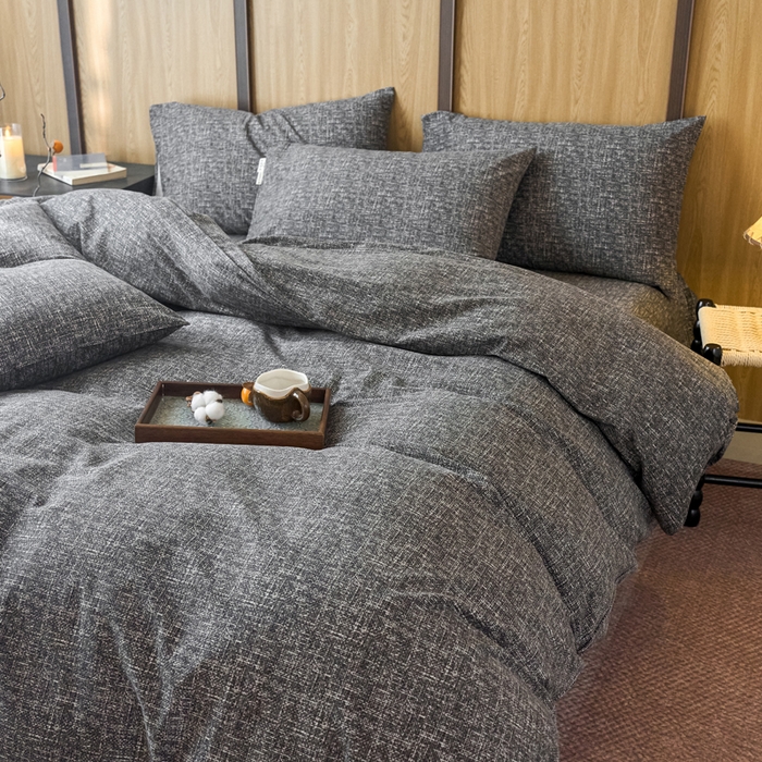 91家纺网 家纺一手货源 找家纺 春皖家纺 2025新款全棉原棉磨毛色织水洗四件套回暖系列-风格二 浅陌灰