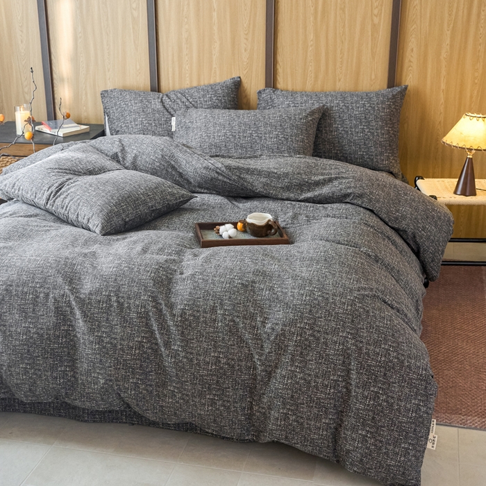 91家纺网 家纺一手货源 找家纺 春皖家纺 2025新款全棉原棉磨毛色织水洗四件套回暖系列-风格二 浅陌灰