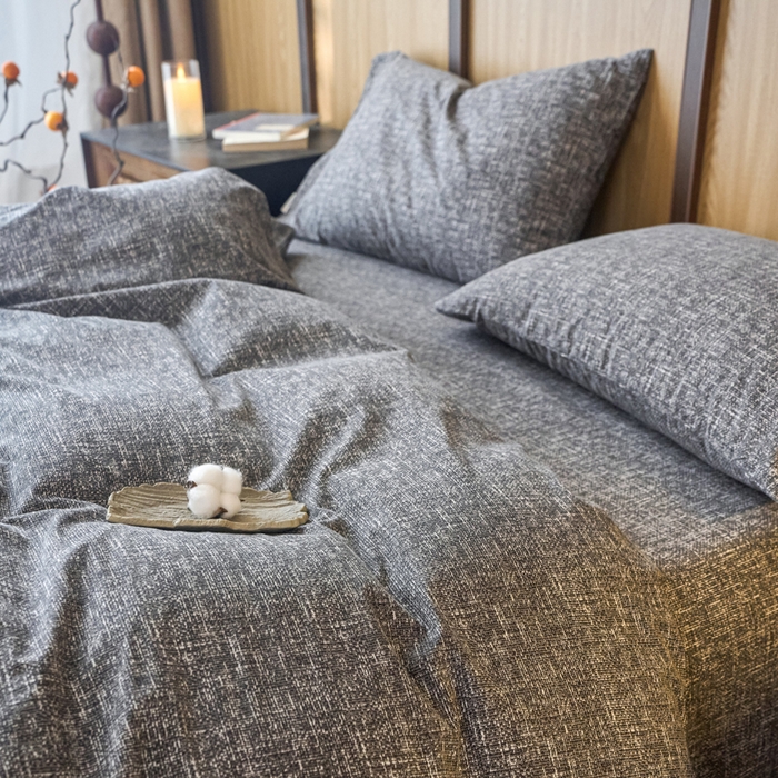 91家纺网 家纺一手货源 找家纺 春皖家纺 2025新款全棉原棉磨毛色织水洗四件套回暖系列-风格二 浅陌灰