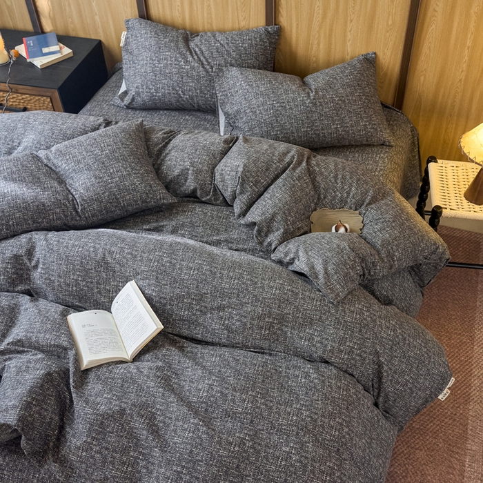 91家纺网 家纺一手货源 找家纺 春皖家纺 2025新款全棉原棉磨毛色织水洗四件套回暖系列-风格二 浅陌灰