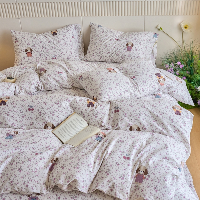 91家纺网 家纺一手货源 找家纺 春皖家纺 2025新款全棉原棉磨毛色织水洗四件套回暖系列-风格二 旺财