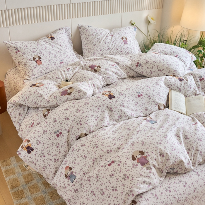 91家纺网 家纺一手货源 找家纺 春皖家纺 2025新款全棉原棉磨毛色织水洗四件套回暖系列-风格二 旺财