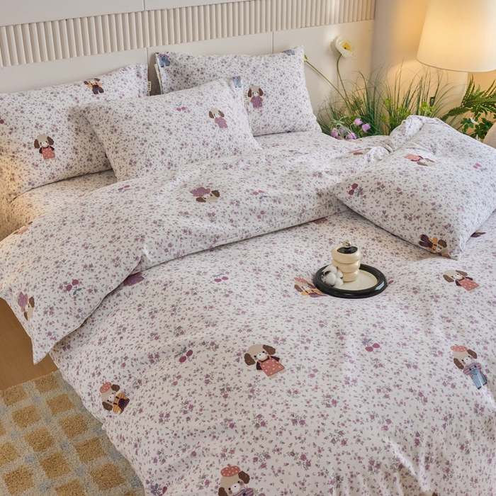 91家纺网 家纺一手货源 找家纺 春皖家纺 2025新款全棉原棉磨毛色织水洗四件套回暖系列-风格二 旺财