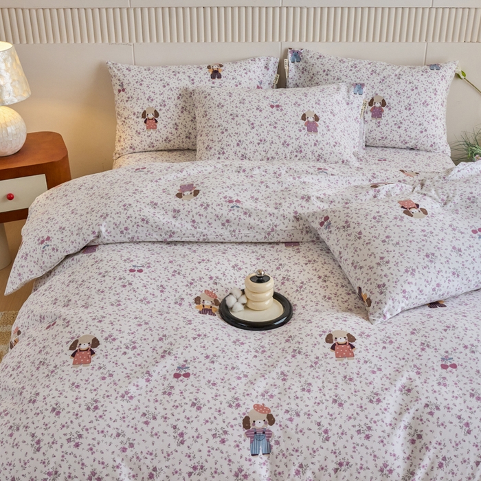 91家纺网 家纺一手货源 找家纺 春皖家纺 2025新款全棉原棉磨毛色织水洗四件套回暖系列-风格二 旺财