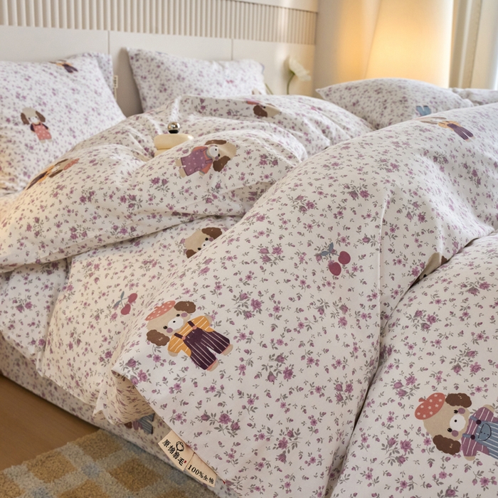 91家纺网 家纺一手货源 找家纺 春皖家纺 2025新款全棉原棉磨毛色织水洗四件套回暖系列-风格二 旺财