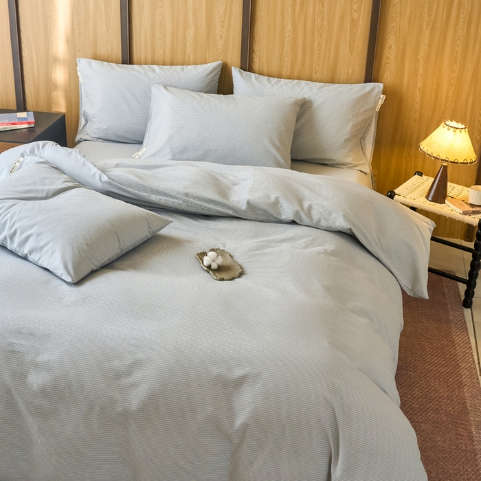 91家纺网 家纺一手货源 找家纺 春皖家纺 2025新款全棉原棉磨毛色织水洗四件套回暖系列-风格二 雾灰细语