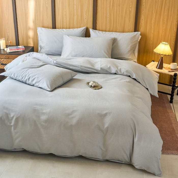 91家纺网 家纺一手货源 找家纺 春皖家纺 2025新款全棉原棉磨毛色织水洗四件套回暖系列-风格二 雾灰细语