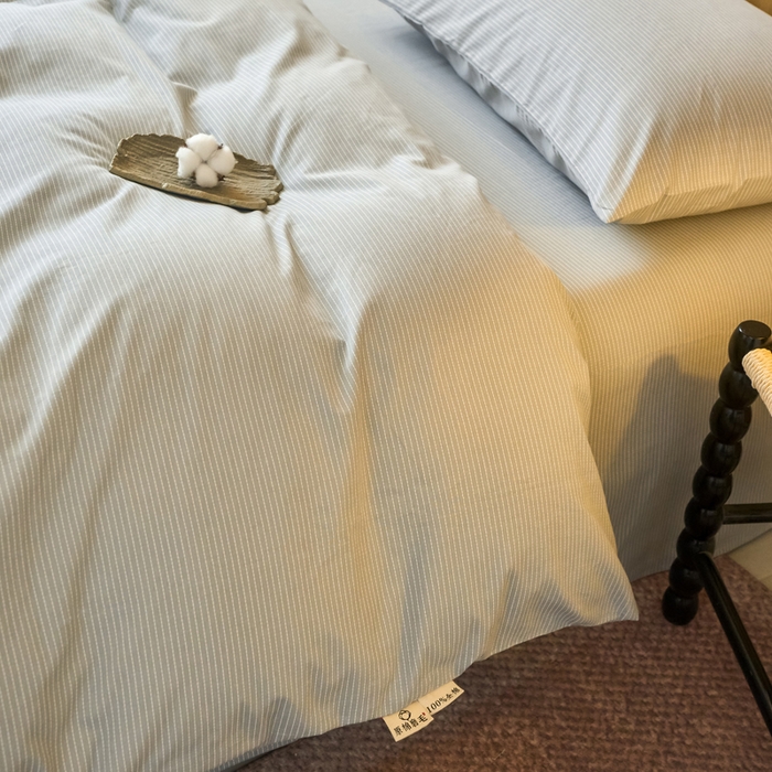 91家纺网 家纺一手货源 找家纺 春皖家纺 2025新款全棉原棉磨毛色织水洗四件套回暖系列-风格二 雾灰细语