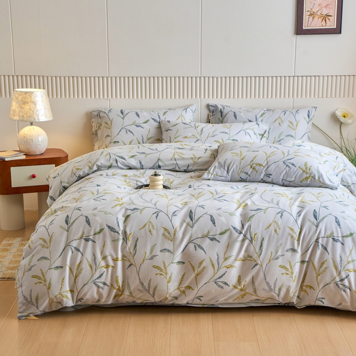 91家纺网 家纺一手货源 找家纺 春皖家纺 2025新款全棉原棉磨毛色织水洗四件套回暖系列-风格二 叶晴川