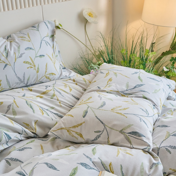 91家纺网 家纺一手货源 找家纺 春皖家纺 2025新款全棉原棉磨毛色织水洗四件套回暖系列-风格二 叶晴川