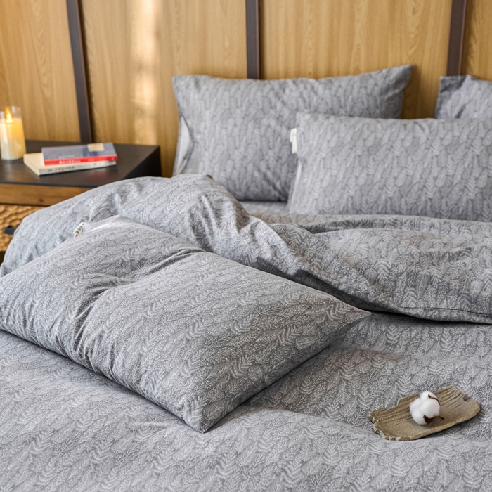 91家纺网 家纺一手货源 找家纺 春皖家纺 2025新款全棉原棉磨毛色织水洗四件套回暖系列-风格二 叶相思