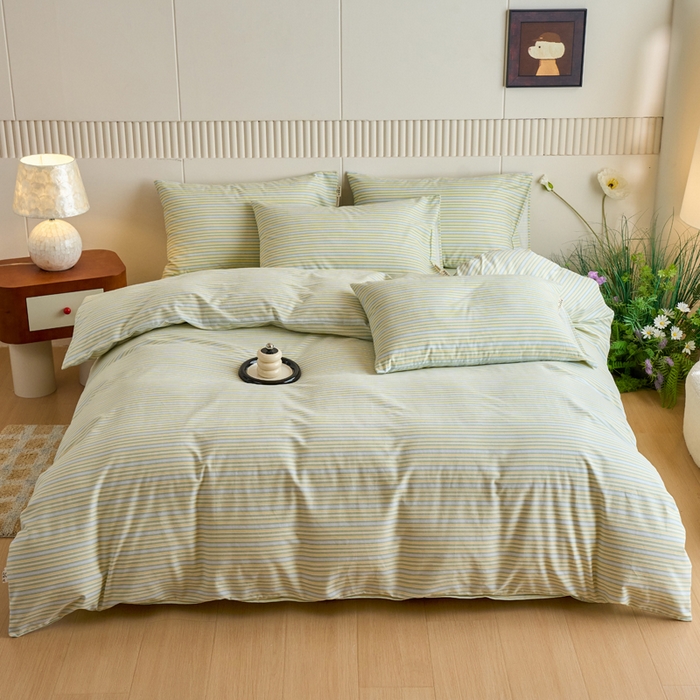 91家纺网 家纺一手货源 找家纺 春皖家纺 2025新款全棉原棉磨毛色织水洗四件套回暖系列-风格二 云水间