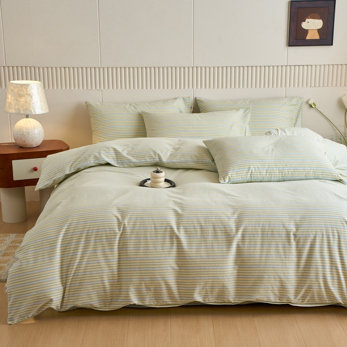 91家纺网 家纺一手货源 找家纺 春皖家纺 2025新款全棉原棉磨毛色织水洗四件套回暖系列-风格二 云水间