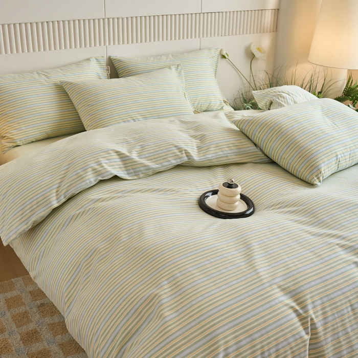 91家纺网 家纺一手货源 找家纺 春皖家纺 2025新款全棉原棉磨毛色织水洗四件套回暖系列-风格二 云水间