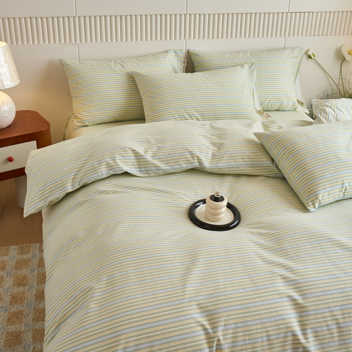 91家纺网 家纺一手货源 找家纺 春皖家纺 2025新款全棉原棉磨毛色织水洗四件套回暖系列-风格二 云水间