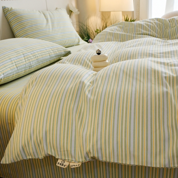 91家纺网 家纺一手货源 找家纺 春皖家纺 2025新款全棉原棉磨毛色织水洗四件套回暖系列-风格二 云水间