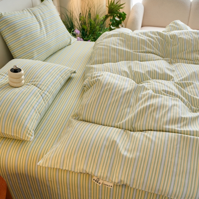 91家纺网 家纺一手货源 找家纺 春皖家纺 2025新款全棉原棉磨毛色织水洗四件套回暖系列-风格二 云水间