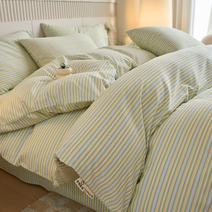 春皖家纺 2025新款全棉原棉磨毛色织水洗四件套回暖系列-风格二 云水间