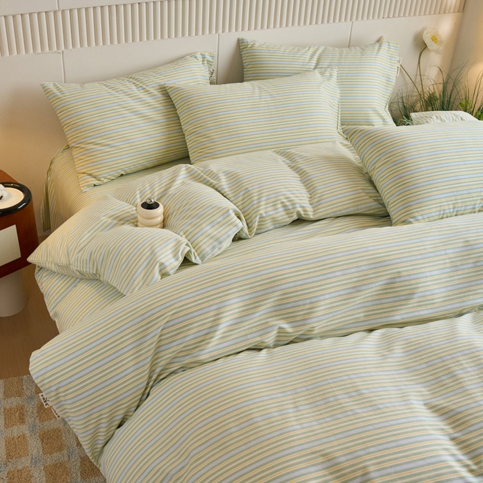 91家纺网 家纺一手货源 找家纺 春皖家纺 2025新款全棉原棉磨毛色织水洗四件套回暖系列-风格二 云水间