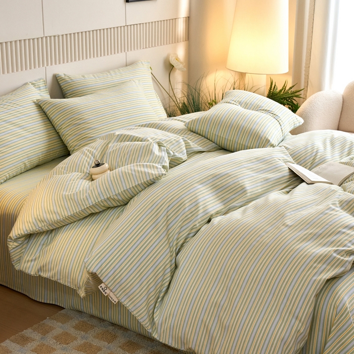 91家纺网 家纺一手货源 找家纺 春皖家纺 2025新款全棉原棉磨毛色织水洗四件套回暖系列-风格二 云水间